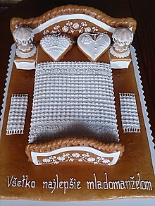Dekorácie - Medovníková svadobná posteľ - 15608641_
