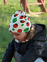 Detské čiapky - Lienky úpletová čiapka, nákrčník alebo set - 15611015_
