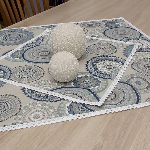 Úžitkový textil - ROMANA - modro tyrkysová mandala - štvorcový obrus - 15609526_
