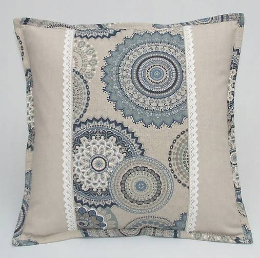 Úžitkový textil - ROMANA - modro tyrkysová mandala - obliečka na vankúš(1) 40x40 - 15610057_