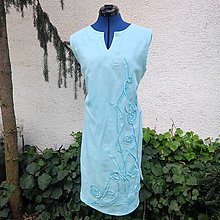 Šaty - Ľanové šaty s 3D aplikáciou (rôzne farby)vzorok výpredaj 50% 22,50€ - 15609912_