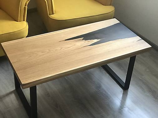 Nábytok - Dreveny epoxidovy konferencny stolik - 15609532_