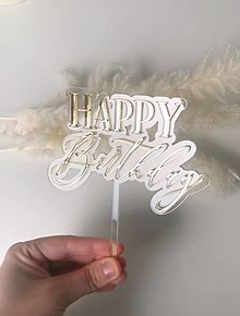 Dekorácie - Happy Birthday - zápich na tortu - 15610199_