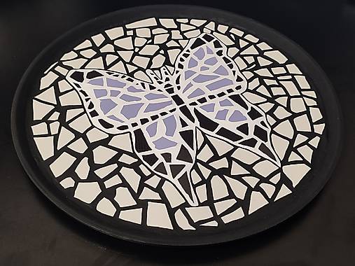 Mozaikový podnos "Motýľ" | 35 cm | bytové dekorácie | mozaika