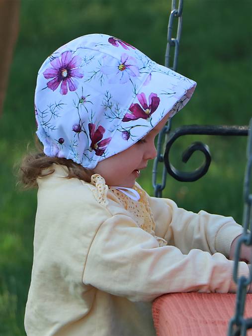 Letný detský čepiec letné kvety prémiová bavlna