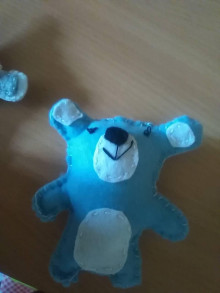 Hračky - Medvedík pískací do ručičky (Modrá) - 15611266_