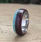 Prstene - Oceľový prsteň s tyrkysom, lávou a amarantom - 15612125_