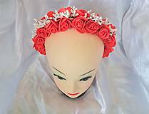 Ozdoby do vlasov - Červená kvetinová čelenka na redový tanec - 15614326_