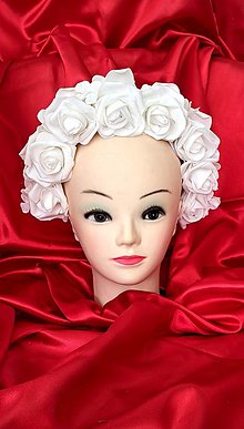 Ozdoby do vlasov - Svadobná biela čelenka z ruží - 15613635_