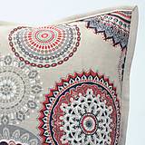 Úžitkový textil - ROMANA - čierno červená mandala - obliečka na vankúš(2) 40x40 - 15613025_