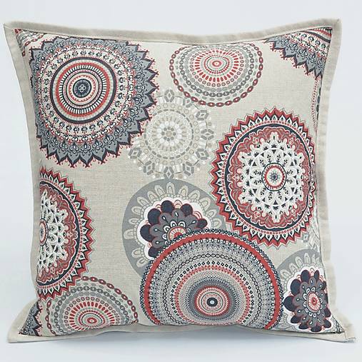 Úžitkový textil - ROMANA - čierno červená mandala - obliečka na vankúš(2) 40x40 - 15613024_