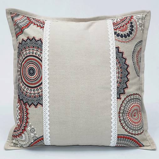 Úžitkový textil - ROMANA - čierno červená mandala - obliečka na vankúš(3) 40x40 - 15614170_