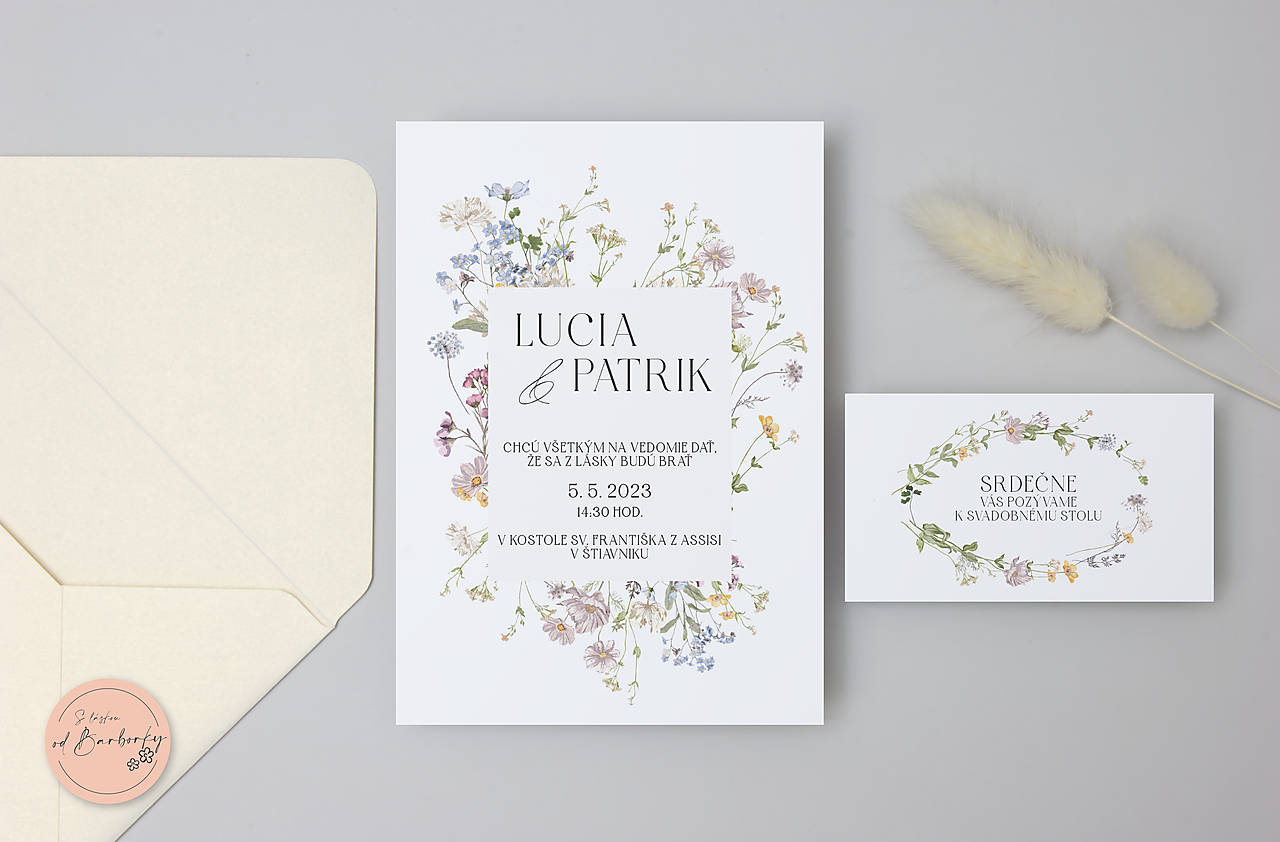 Svadobné oznámenie B#93 (Označenia stolov (do stojana))