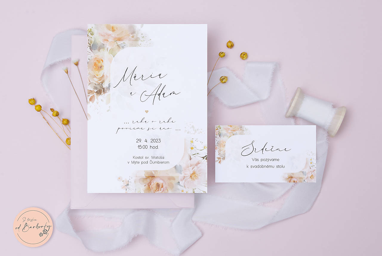 Svadobné oznámenie B#94B (Lepiaca etiketa na výslužku (vodeodolná))