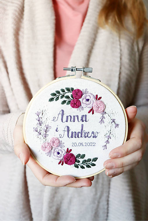 Darčeky pre svadobčanov - Výšivka Rozkvitnutá záhrada ♡ - 15618324_