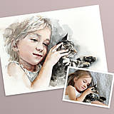 Obrazy - Akvarelový portrét s miláčikom, podľa fotografie na objednávku - 15616928_