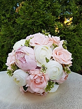 Kytice pre nevestu - svadobná kytica púdrová ružová - 15620380_