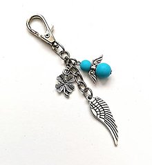 Kľúčenky - Kľúčenka "krídlo" s anjelikom (modrá) - 15619891_