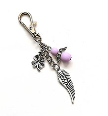 Kľúčenky - Kľúčenka "krídlo" s anjelikom (fialová svetlá) - 15619893_