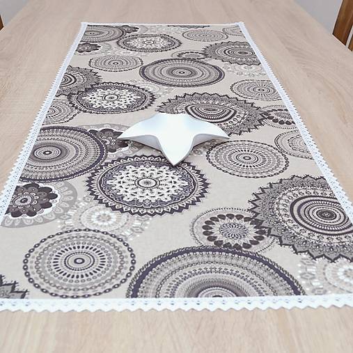 Úžitkový textil - ROMANA - čiernosivá mandala - obdĺžnikový obrus - 15618531_