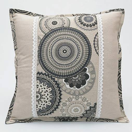 Úžitkový textil - ROMANA - čiernosivá mandala - obliečka na vankúš(1) 40x40 - 15620327_