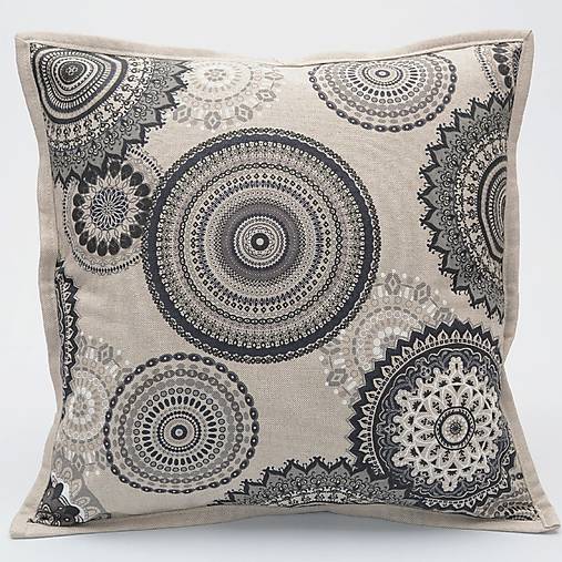 Úžitkový textil - ROMANA - čiernosivá mandala - obliečka na vankúš(2) 40x40 - 15620340_
