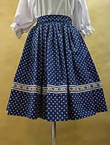 Sukne - Ženský folklórny komplet : modrá sukňa s červenou zásterkou (Zástera) - 15618757_