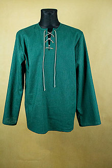 Pánske oblečenie - Ľanová košeľa - zelená - 15618720_