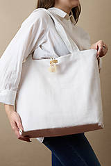 Veľké tašky - Veľká taška s ružovou aplikáciou - 15619024_