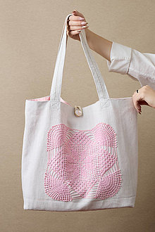 Veľké tašky - Veľká taška s ružovou aplikáciou - 15619031_