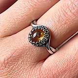 Prstene - Citrine Antique Silver Ring  / Vintage prsteň s citrínom - 15624045_