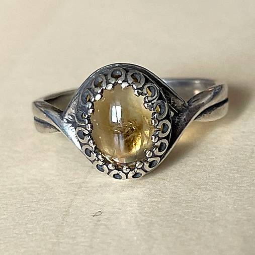 Citrine Antique Silver Ring  / Vintage prsteň s citrínom