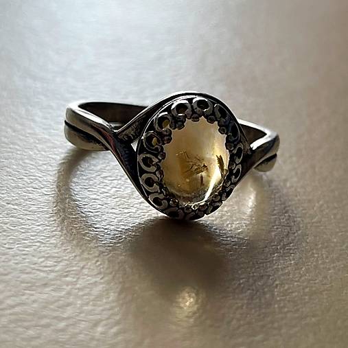 Citrine Antique Silver Ring  / Vintage prsteň s citrínom