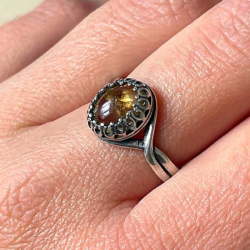 Citrine Antique Silver Ring  / Vintage prsteň s citrínom