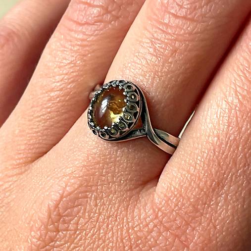 Citrine Antique Silver Ring  / Vintage prsteň s citrínom