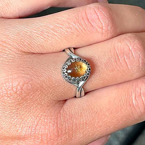 Citrine Antique Silver Ring  / Vintage prsteň s citrínom