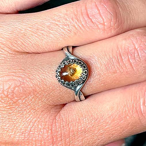 Citrine Antique Silver Ring  / Vintage prsteň s citrínom