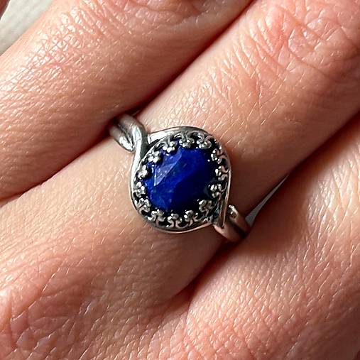 Lapis Lazuli Antique Silver Ring  / Vintage prsteň s lazuritom brúseným