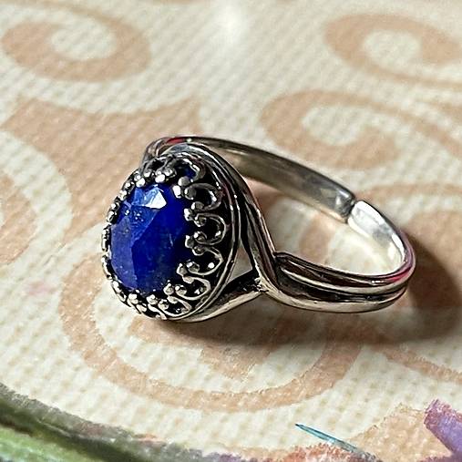 Lapis Lazuli Antique Silver Ring  / Vintage prsteň s lazuritom brúseným