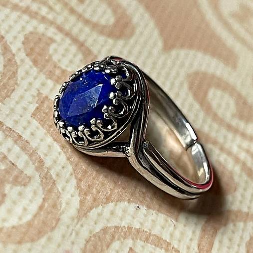 Lapis Lazuli Antique Silver Ring  / Vintage prsteň s lazuritom brúseným