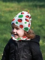 Detské čiapky - Lienky úpletová čiapka, nákrčník alebo set - 15624338_