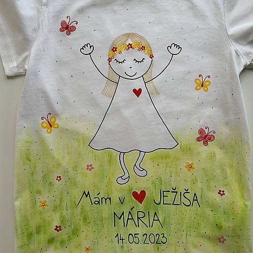 Maľované tričko na pamiatku prvého svätého prijímania (pre dievčatko so svetlými vlasmi)