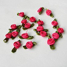 Galantéria - Textilná ružička s lístkami - 1ks - 15621578_