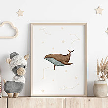 Grafika - Obraz do detskej izby - Hnedá veľryba - 15622609_