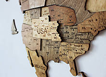 Dekorácie - Drevená 3D Mapa Sveta "Brownie"+ názvy štátov a hlavné mestá - 15621844_