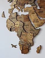 Dekorácie - Drevená 3D Mapa Sveta "Brownie"+ názvy štátov a hlavné mestá - 15621846_