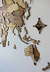 Dekorácie - Drevená 3D Mapa Sveta "Brownie"+ názvy štátov a hlavné mestá - 15621847_