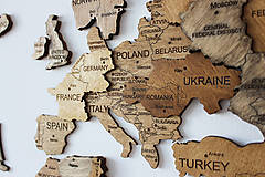 Dekorácie - Drevená 3D Mapa Sveta "Brownie"+ názvy štátov a hlavné mestá - 15621849_
