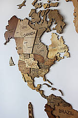 Dekorácie - Drevená 3D Mapa Sveta "Brownie"+ názvy štátov a hlavné mestá - 15621851_
