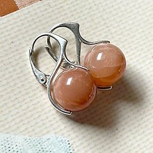 Náušnice - Peach Moonstone Earrings AG925 / Strieborné náušnice s mesačným kameňom A0047 - 15625194_